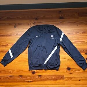 Nike Men's Dark Blue Windbreaker with White Accents